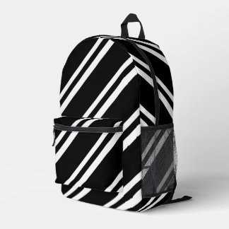 Mochila Impresa Rayas diagonales en blanco y negro