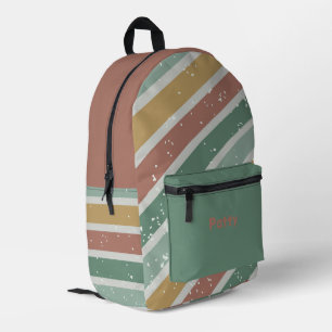 Mochila Impresa Rayas diagonales rosadas y doradas