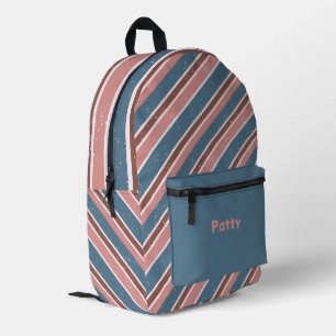 Mochila Impresa Rayas diagonales rosas y marrones