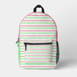 Mochila Impresa Rayas geométricas de bonito Blanco verde rosa