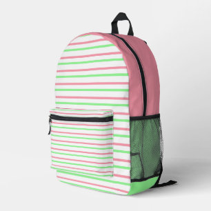 Mochila Impresa Rayas geométricas de bonito Blanco verde rosa