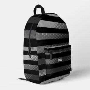 Mochila Impresa Rayas grises y negras texturadas