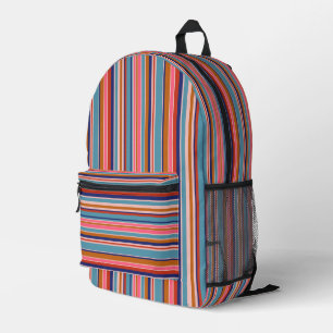 Mochila Impresa Rayas horizontales azul rosa terracota retro
