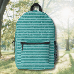 Mochila Impresa Rayas Horizontales de Brillo Verde Turquesa