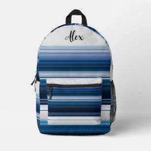 Mochila Impresa Rayas horizontales en blanco azul y gris