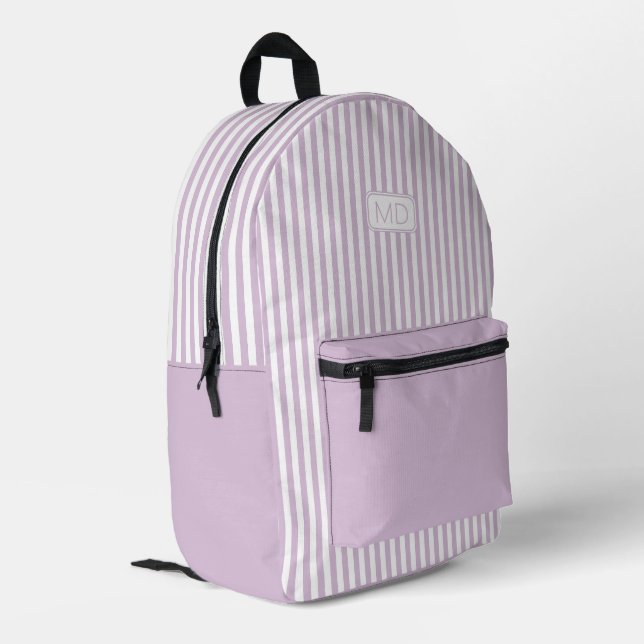 Mochila Impresa Rayas Lilac Ligeras Monogramadas Personalizadas (Esquina izquierda trasera)