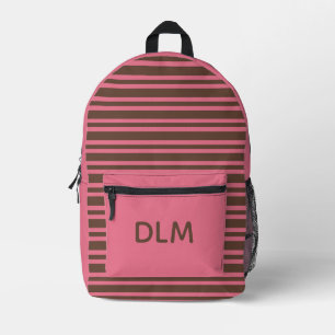 Mochila Impresa Rayas Marrones Rosa Patrón Personalizado