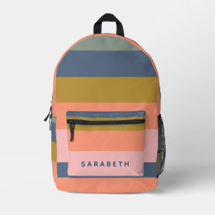 Mochila Impresa Rayas modernas elegantes tonos tierra personalizad
