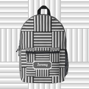 Mochila Impresa Rayas modernas en negro, blanco y gris - personali