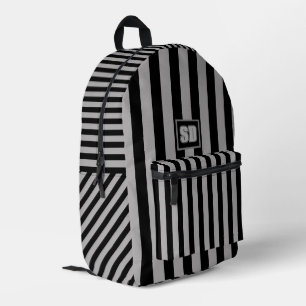 Mochila Impresa rayas negras grises de papel tapiz vertical