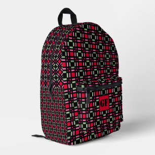 Mochila Impresa Rayas negras rojas de yeso geométrico
