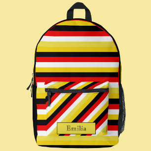 Mochila Impresa Rayas Nombre Colorido Moderno Del Amarillo Negro R