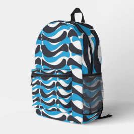 Mochila Impresa Rayas Onduladas Gris Azul