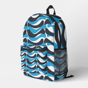 Mochila Impresa Rayas Onduladas Gris Azul