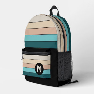 Mochila Impresa Rayas Personalizadas Turquesa Verde Teal Negro