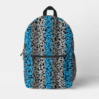Mochila Impresa Rayas pixeladas digitales negras azul Aqua