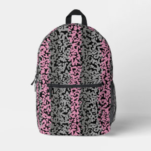 Mochila Impresa Rayas pixeladas digitales negras rosadas