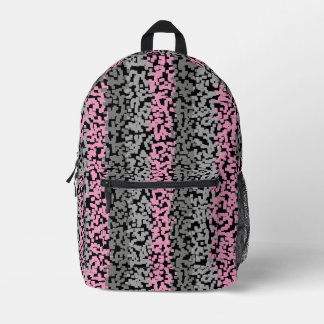 Mochila Impresa Rayas pixeladas digitales negras rosadas
