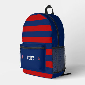 Mochila Impresa Rayas rojas náuticas personalizadas