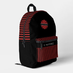 Mochila Impresa Rayas rojas y negras del bombero personalizado