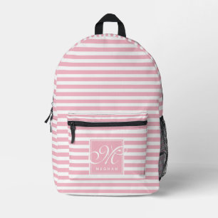 Mochila Impresa Rayas rosadas y blancas de Rubor - Monogramadas