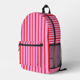 Mochila Impresa Rayas rosadas y rojas