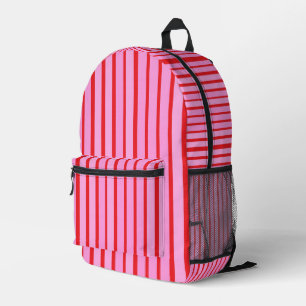 Mochila Impresa Rayas rosadas y rojas