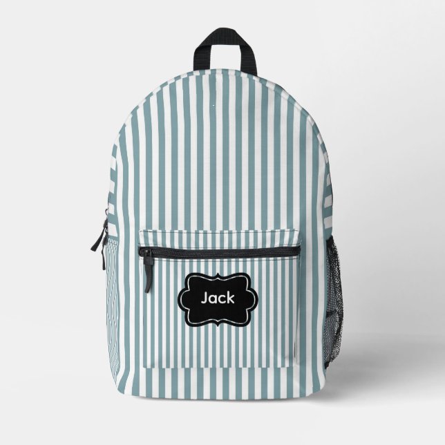 Mochila Impresa Rayas verticales azul verdoso (Anverso)
