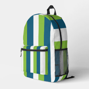 Mochila Impresa Rayas Verticales Azules Blancas Verdes