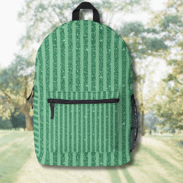 Mochila Impresa Rayas verticales clásicas de brillo en verde jade