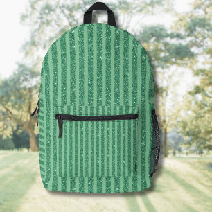 Mochila Impresa Rayas verticales clásicas de brillo en verde jade