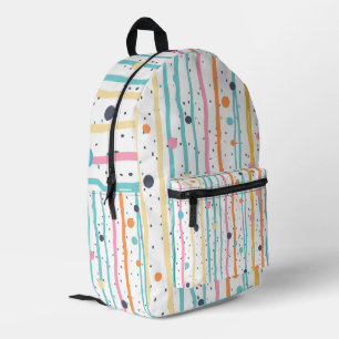 Mochila Impresa Rayas Verticales Coloridas y Lunares 