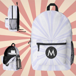 Mochila Impresa Rayo Blanco Monogramado Círculo Negro
