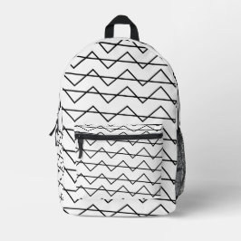 Mochila Impresa Rayo de chevron Patrón geométrico blanco y negro