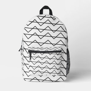 Mochila Impresa Rayo de chevron Patrón geométrico blanco y negro