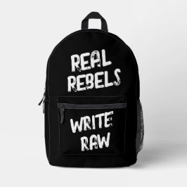 Mochila Impresa Real Rebels Write Raw, Cool Black