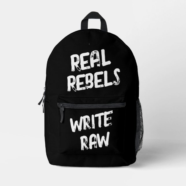 Mochila Impresa Real Rebels Write Raw, Cool Black (Anverso)