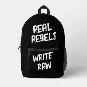 Mochila Impresa Rebeldes Reales Escriben Crudo, Negro Genial