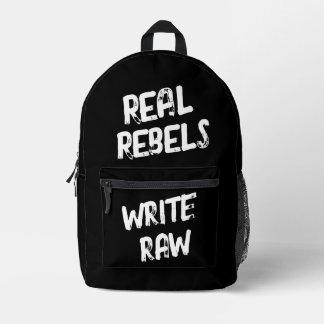Mochila Impresa Rebeldes Reales Escriben Crudo, Negro Genial