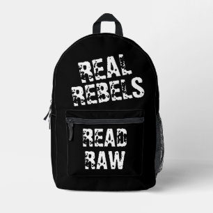 Mochila Impresa Rebeldes Reales Leen Crudo Negro Genial