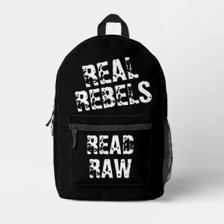 Mochila Impresa Rebeldes Reales Leen Crudo Negro Genial