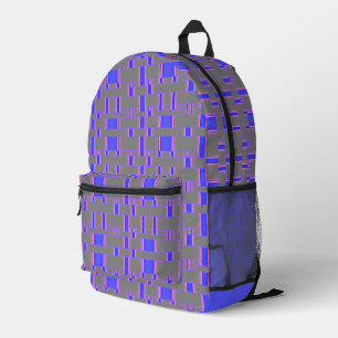 Mochila Impresa Rectángulo Patrón Gris 8