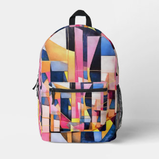Mochila Impresa Rectángulos y Triángulos Abstracto Geométrico