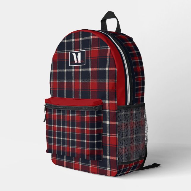 Mochila Impresa Red and navy tartan plaid Mississippi  (Esquina derecha trasera )