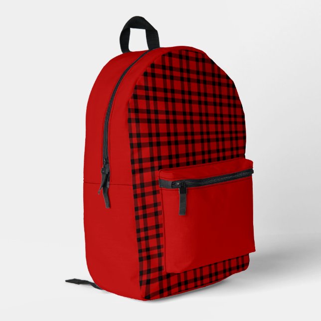Mochila Impresa Red Black Plaid Pattern (Esquina izquierda trasera)