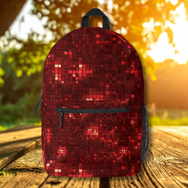 Mochila Impresa Red Disco Style Squares Valentine Pattern (Subido por el creador)