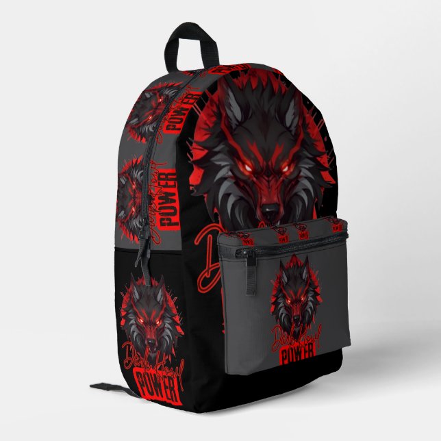 Mochila Impresa Red Fang Wolf | Negrita Arte Mágico Oscuro (Esquina izquierda trasera)