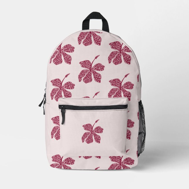 Mochila Impresa Red Hibiscus Floral Pattern  (Anverso)