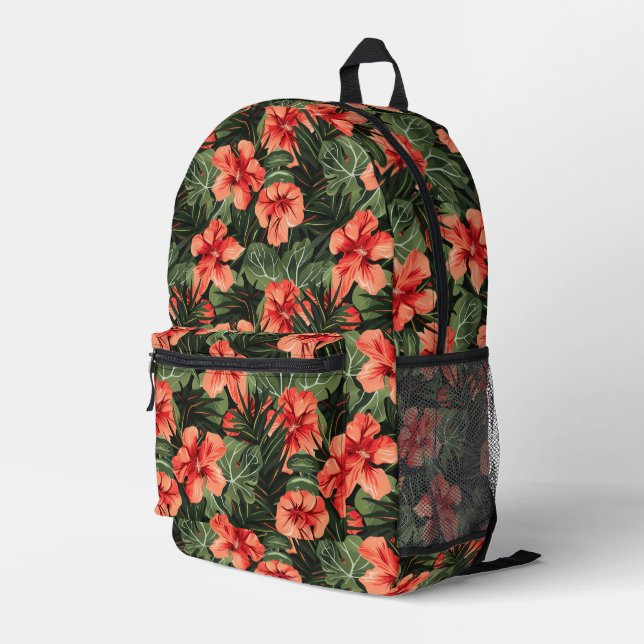 Mochila Impresa Red Hibiscus Flowers (Esquina derecha trasera )