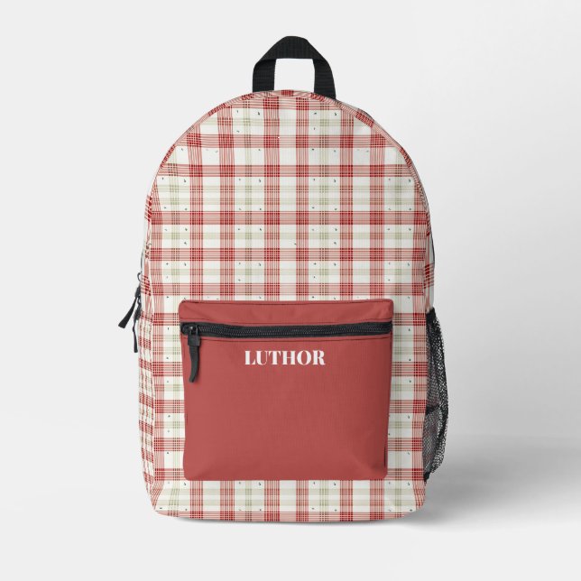 Mochila Impresa Red Plaid Moderno (Anverso)